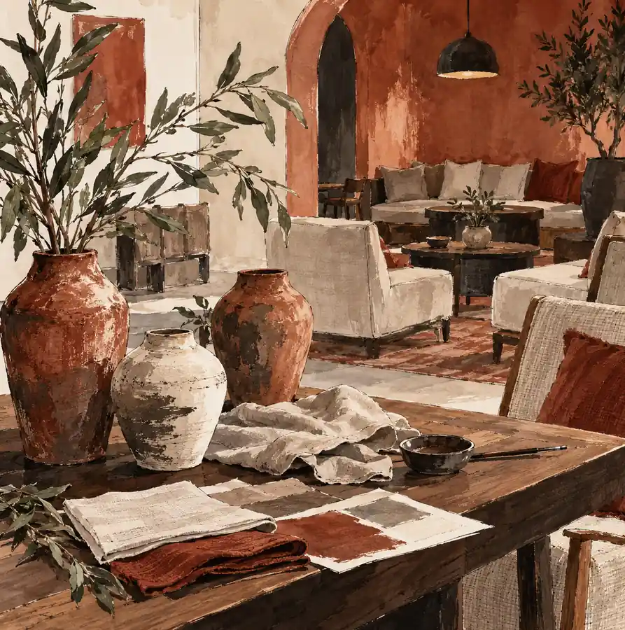 Illustration of hospitality businesses equipment and workspace